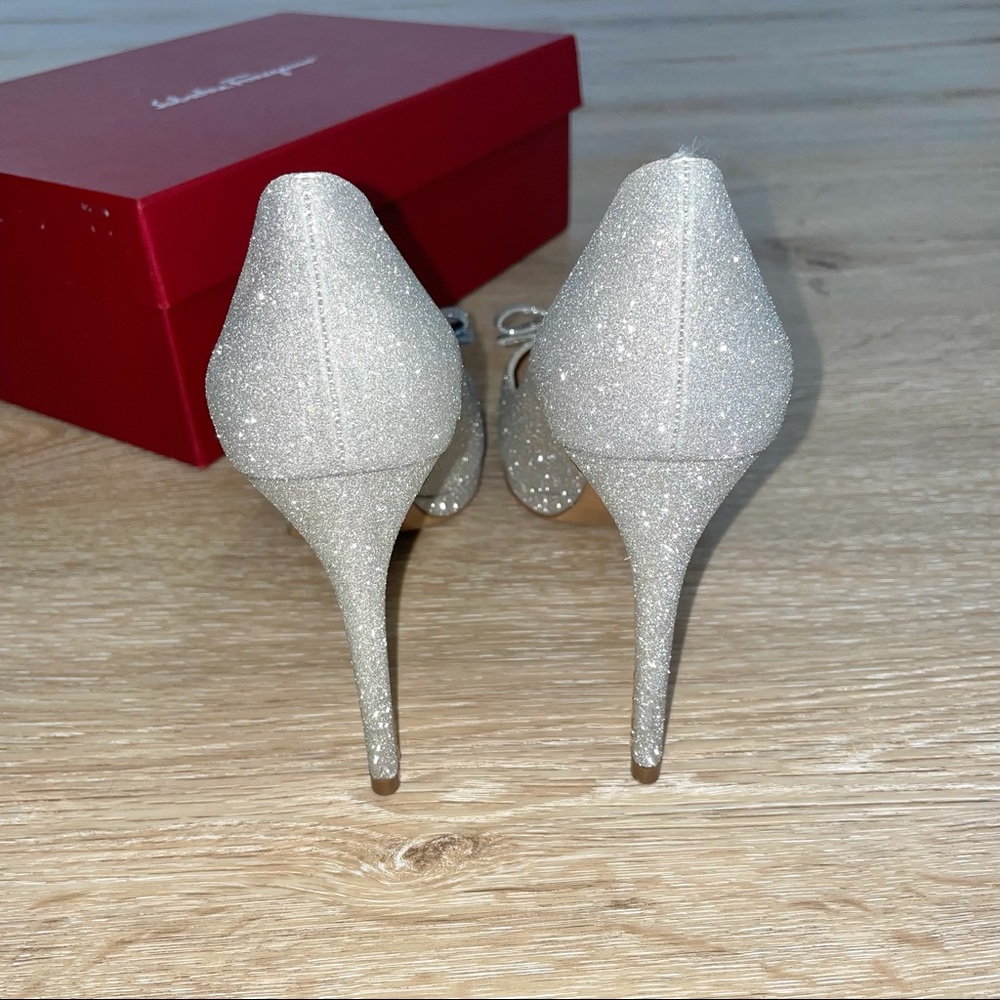 🆕 Salvatore Ferragamo Osimo Glitter Leather Pumps - Picture 9 of 14